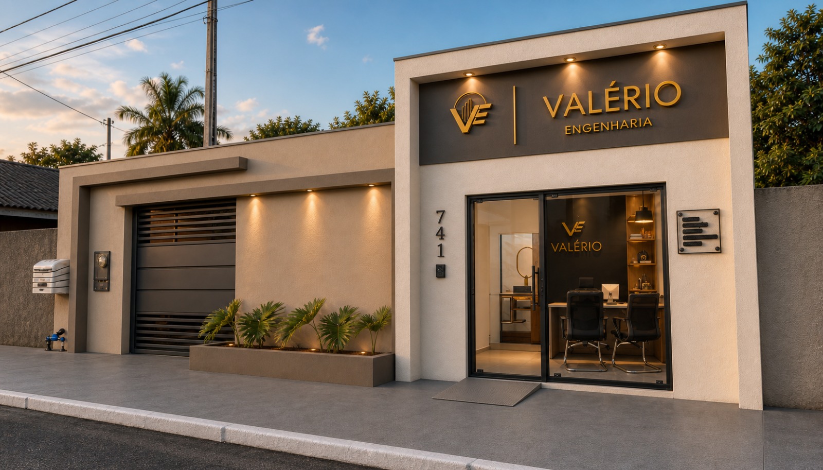 Acesso do escritório do projeto do escritório Valério Engenharia
