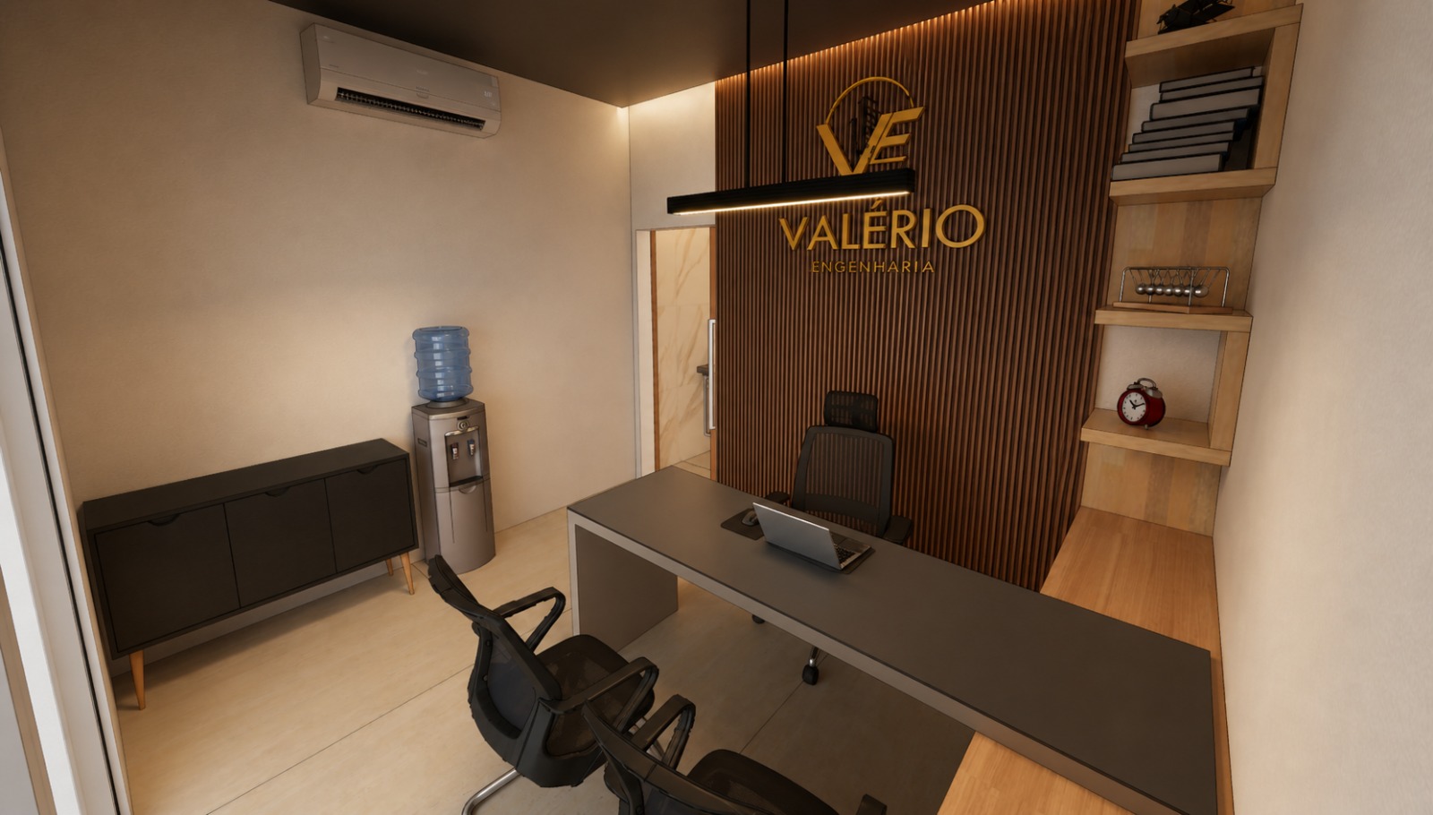 Ambiente interno do projeto do escritório Valério Engenharia